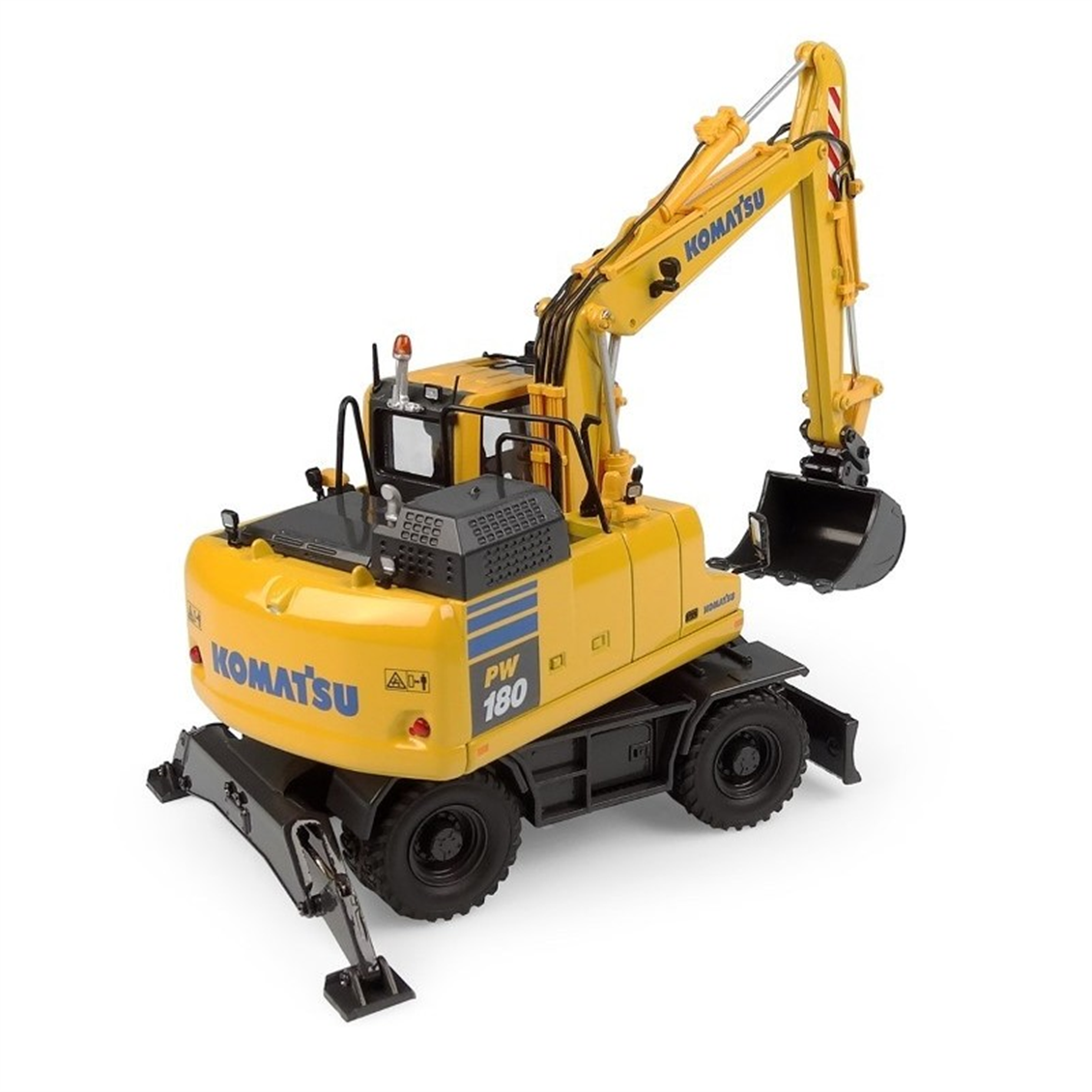 Universal Hobbies UH8163 1/50 Ölçek, Komatsu PW180-11 Lastik Tekerli Ekskavatör, Sergilemeye Hazır Metal İş Makinası Modeli