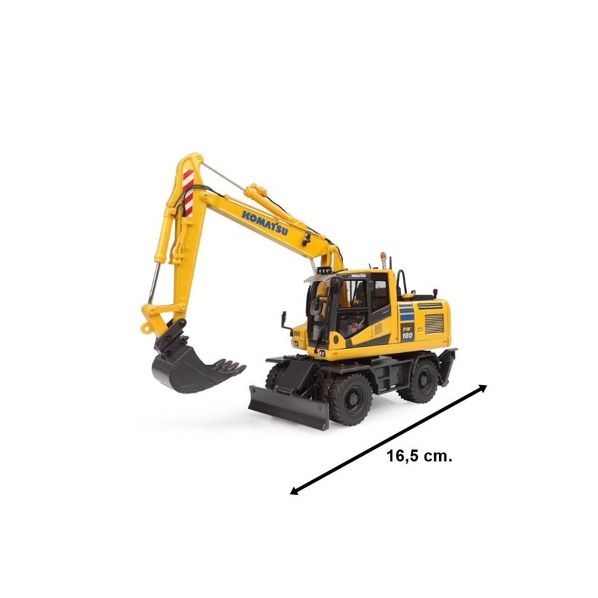 Universal Hobbies UH8163 1/50 Ölçek, Komatsu PW180-11 Lastik Tekerli Ekskavatör, Sergilemeye Hazır Metal İş Makinası Modeli
