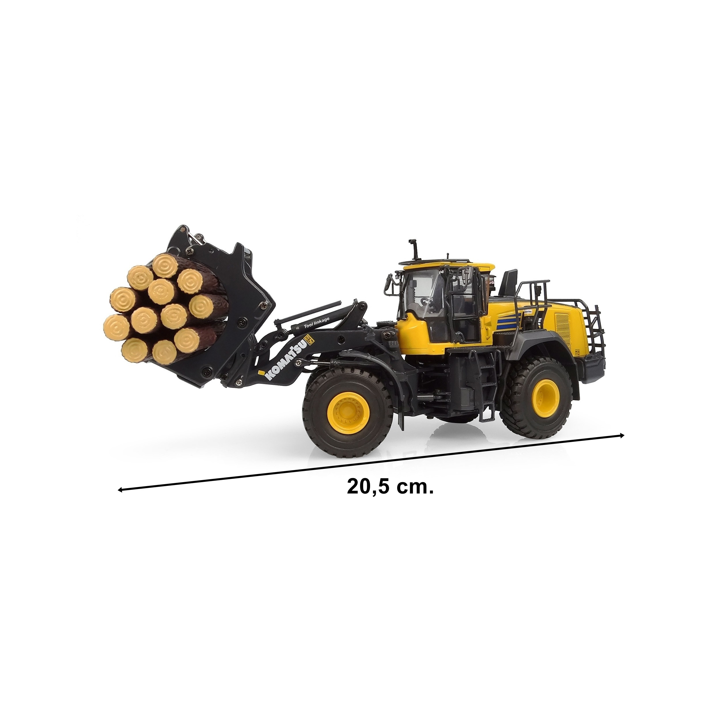 Universal Hobbies UH8165 1/50 Ölçek, Komatsu WA475-10, Kütük Tutuculu Loder Sergilemeye Hazır Metal İş Makinası Modeli