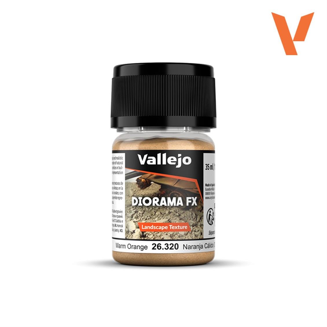 Vallejo 26320 60 gr. Warm Orange, 0.1 - 1.0 mm. Orta Taneli Yüzey Dokusu