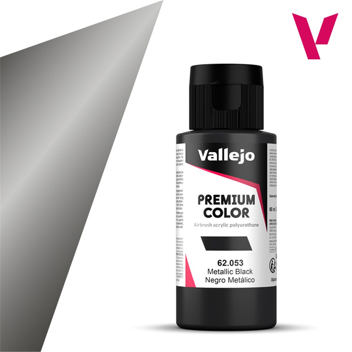 Vallejo 62053 60 ml. Metallic Black, Pearl & Metallics, Premium RC Color Series Model Painting
