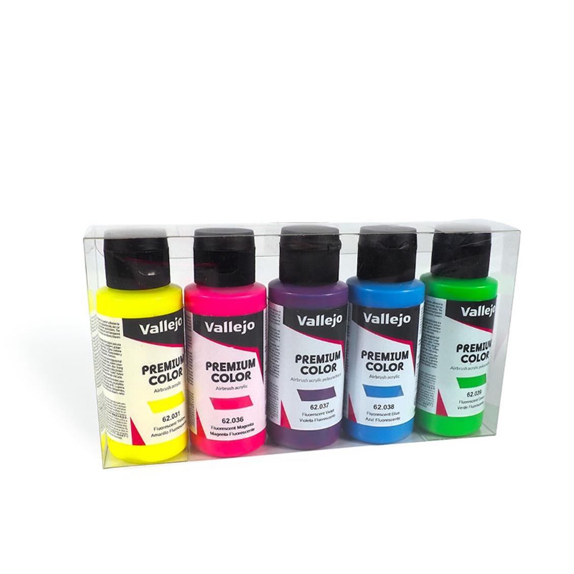 Vallejo 62102 5x60 ml. Fluorecant Colors, Premium RC Color Serisi Model Boyası Seti