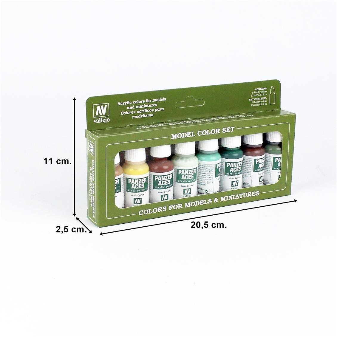 Vallejo 70129 8x17 ml. Skin Tone and Splinter Camouflage, Panzer Aces Serisi Model Boyası Seti