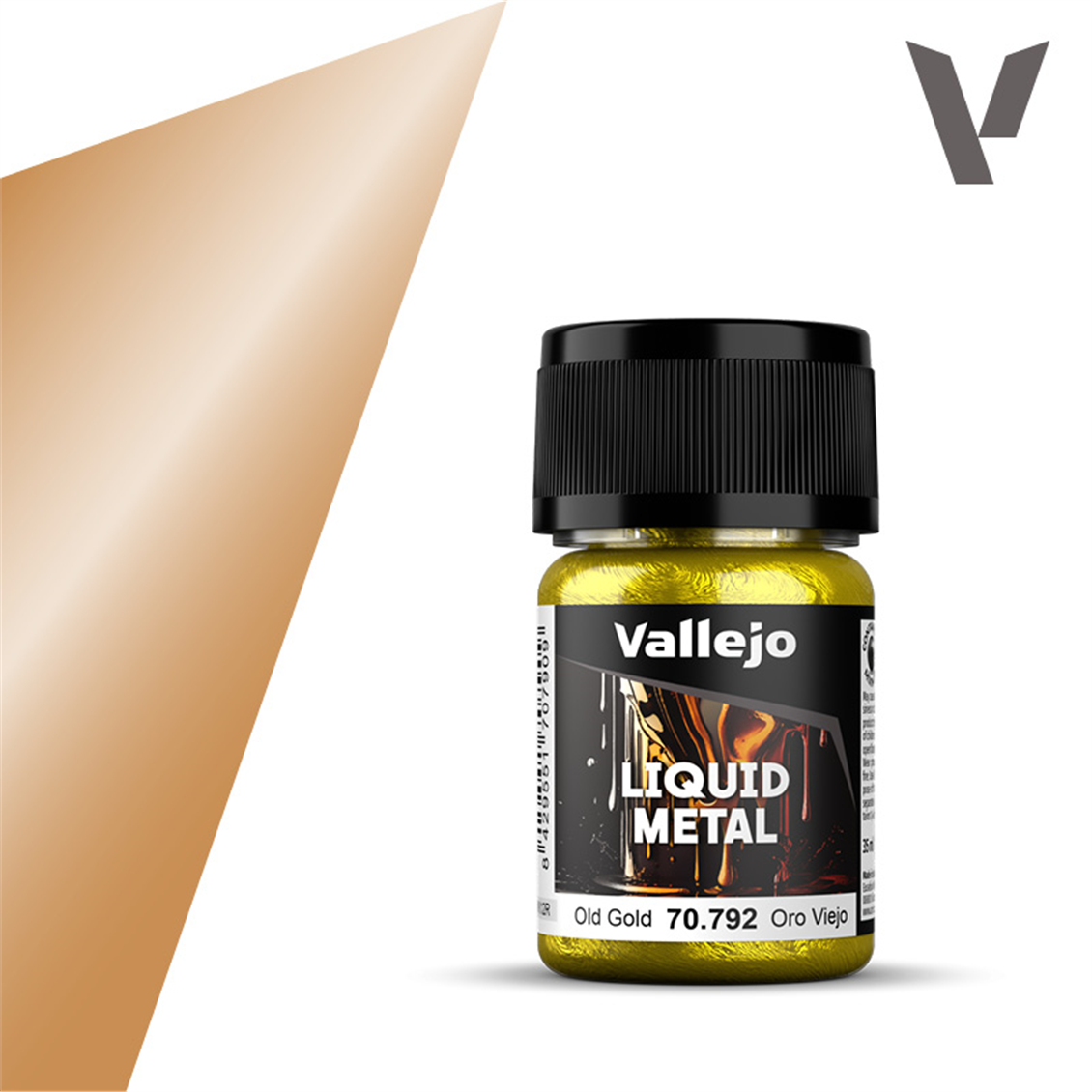Vallejo 70792 35 ml. (213) Altes Gold (alkoholbasiert), Modellbasis Modellfarbe mit Metallpigment