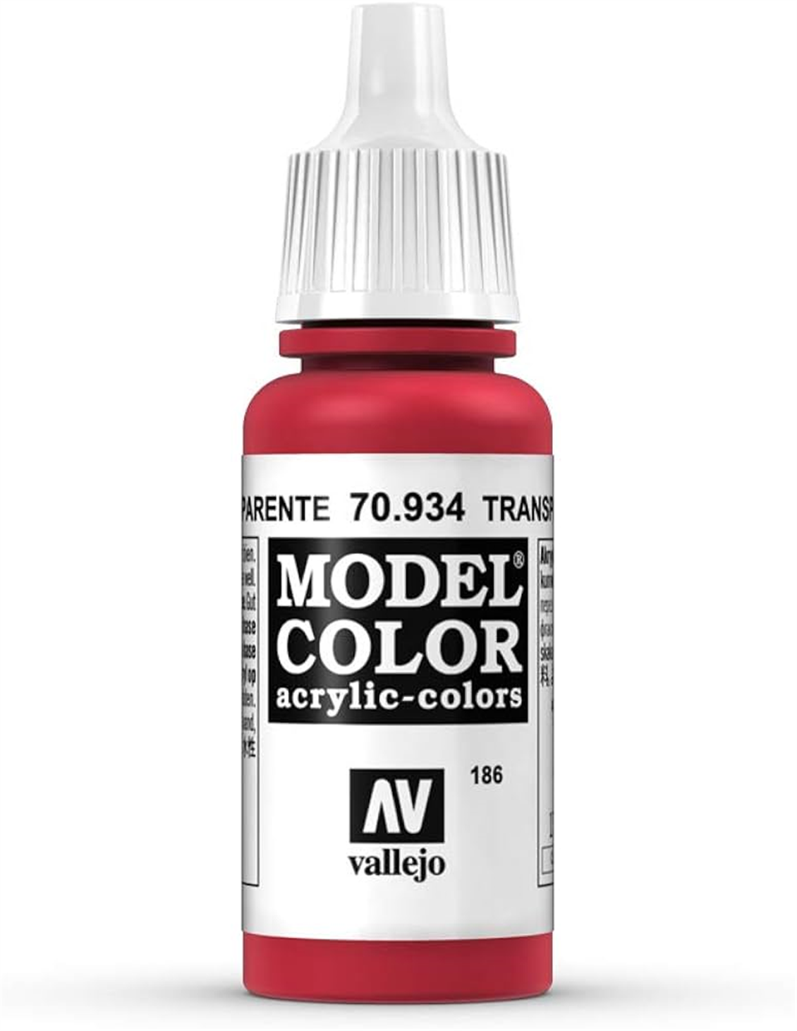 Vallejo 70934 18 ml. (186) Transparent Red-Transparent, Model Color Serisi Model Boyası