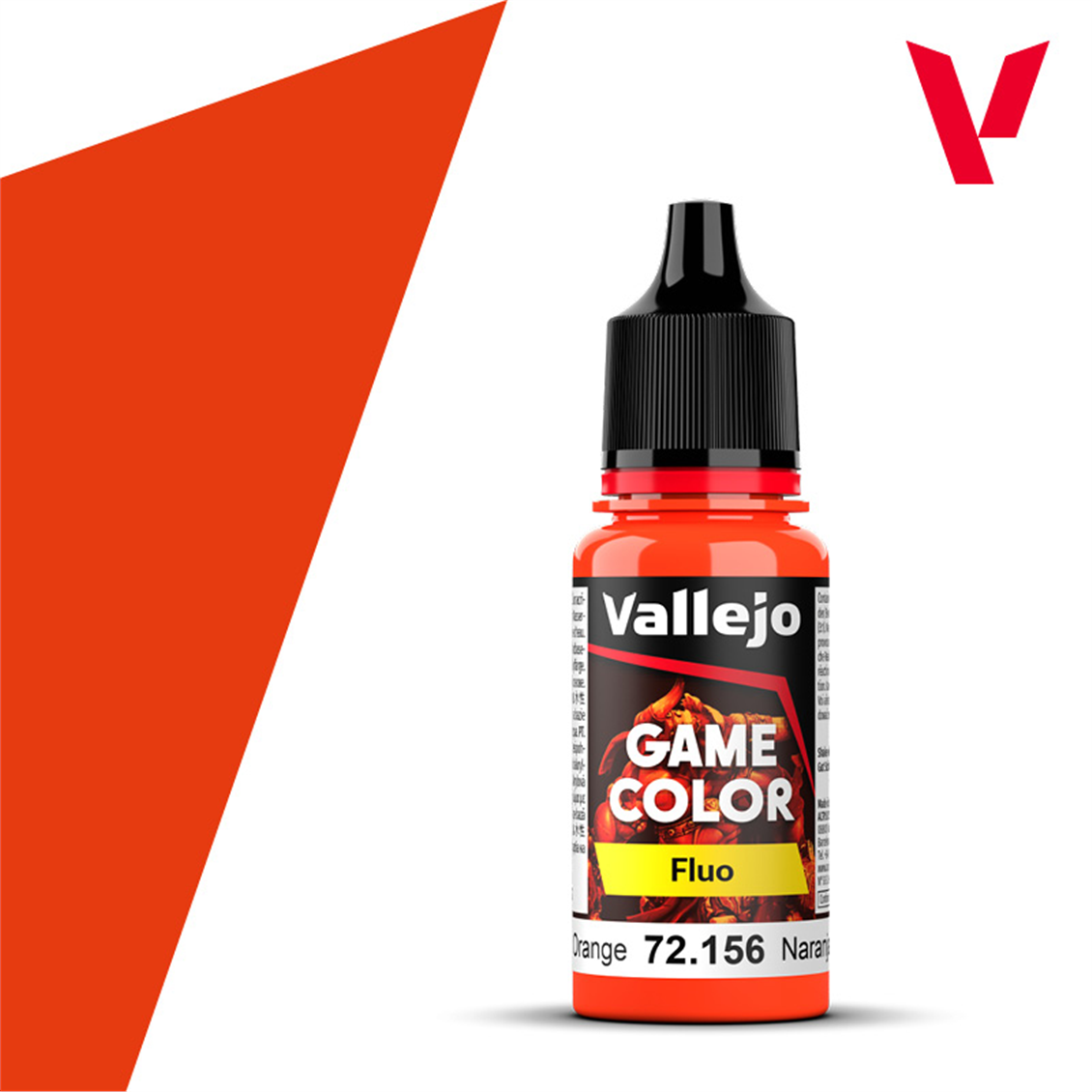 Vallejo 72156 18 ml. Fluorescent Orange, Game Color Series Model Paint