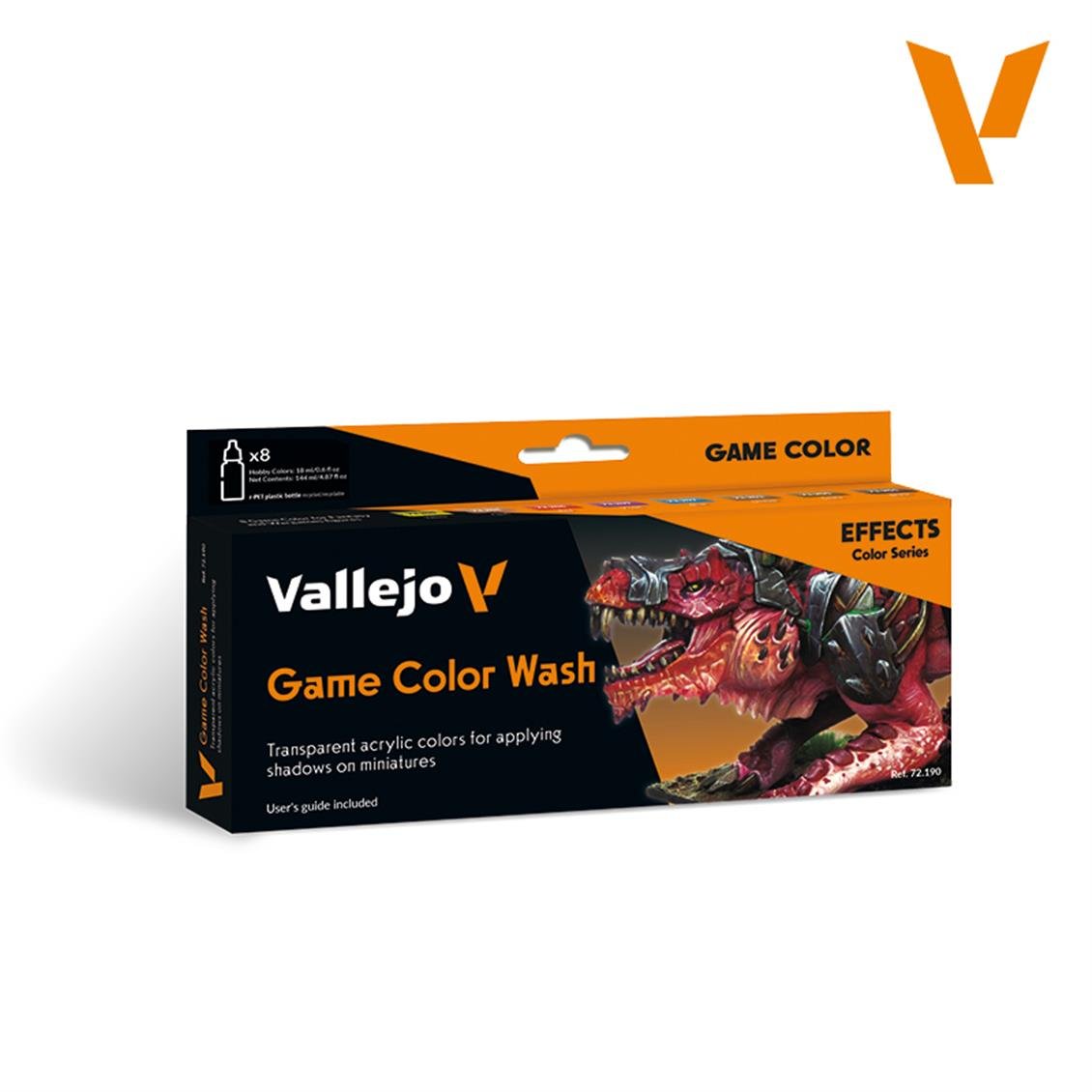 Vallejo 72190 8x18 ml. Wash Set, Game Color Serisi Model Boyası