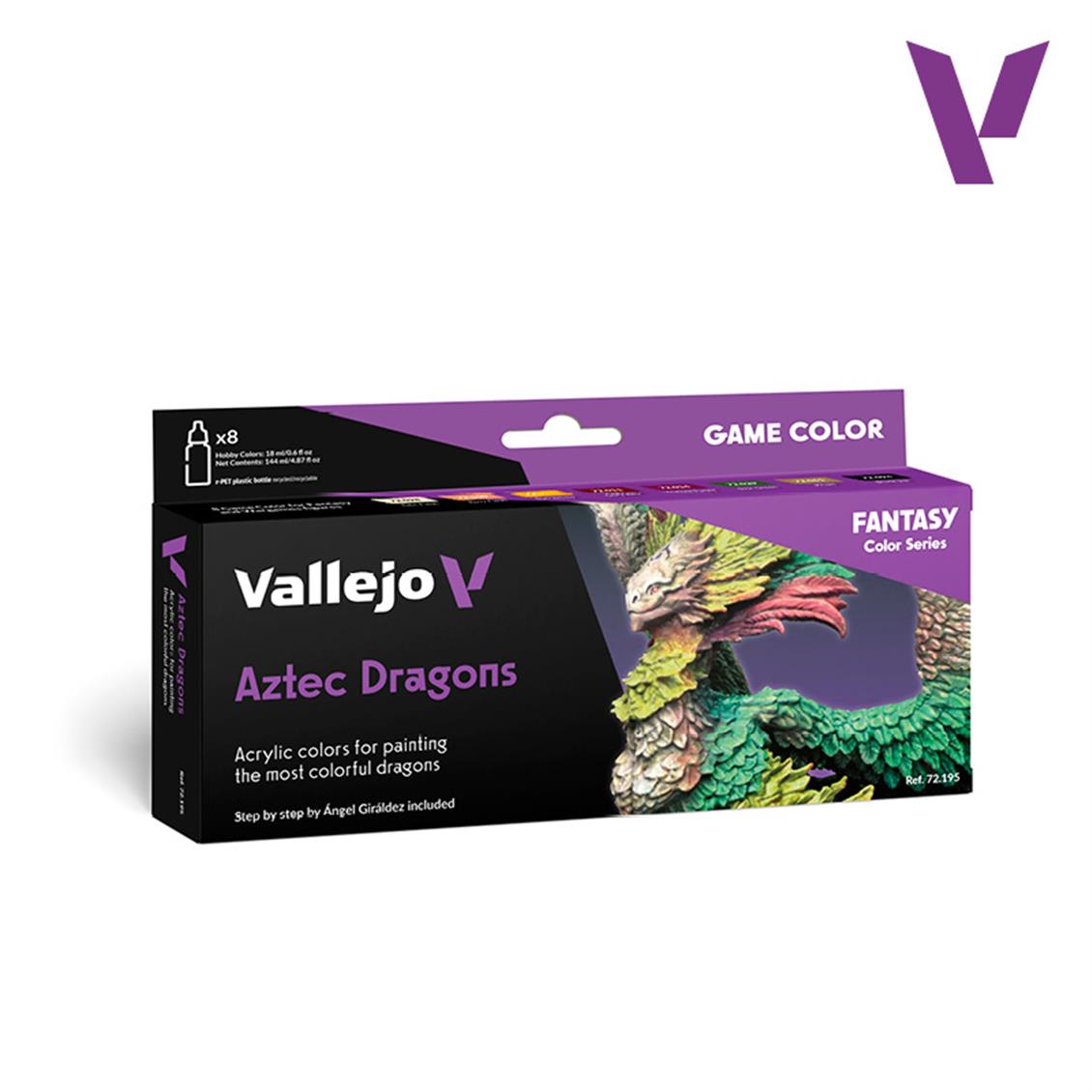 Vallejo 72195 8X18 ml. Aztek Dragons, Game Color Serisi Model Boyası Seti