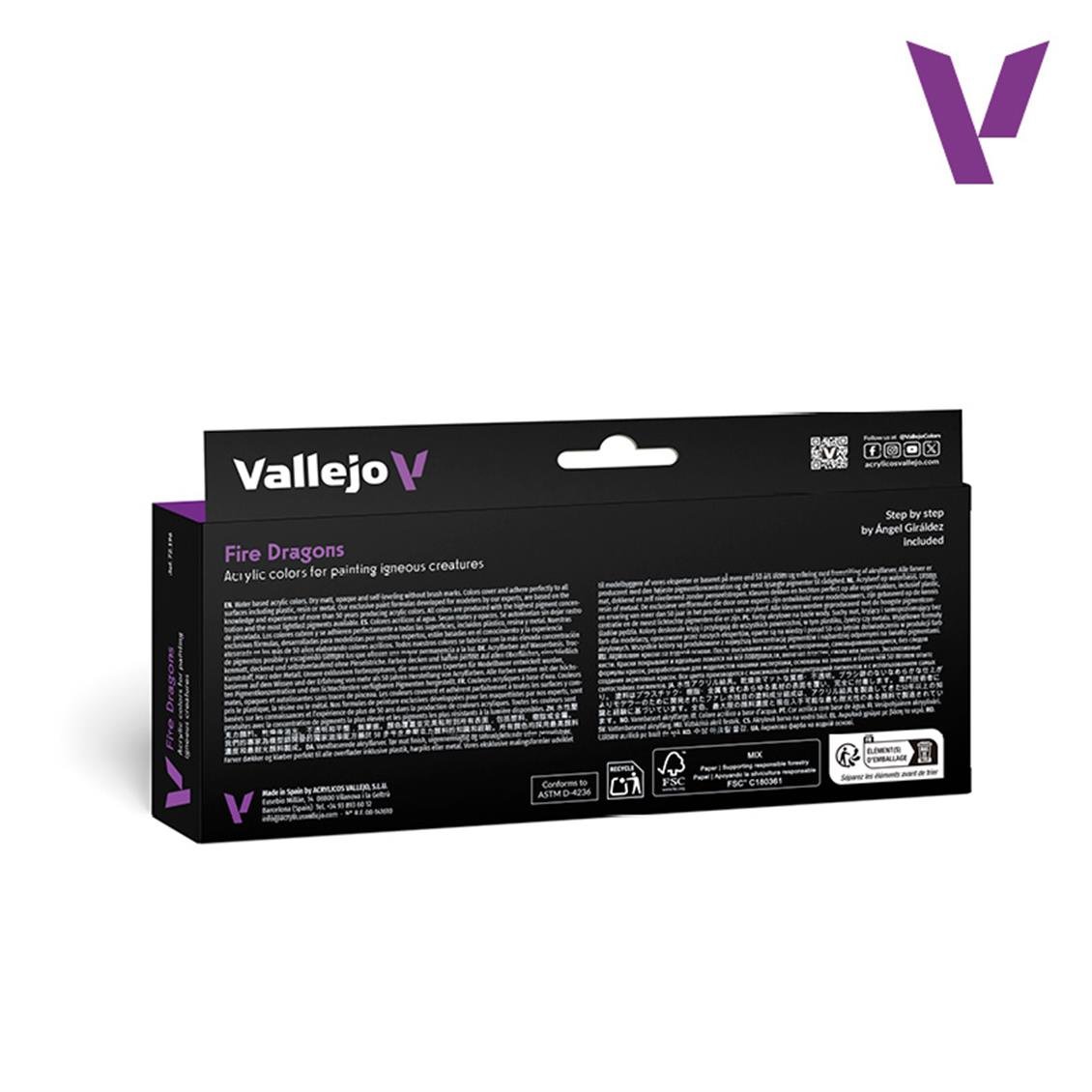 Vallejo 72196 8X18 ml. Fire Dragons, Game Color Serisi Model Boyası Seti