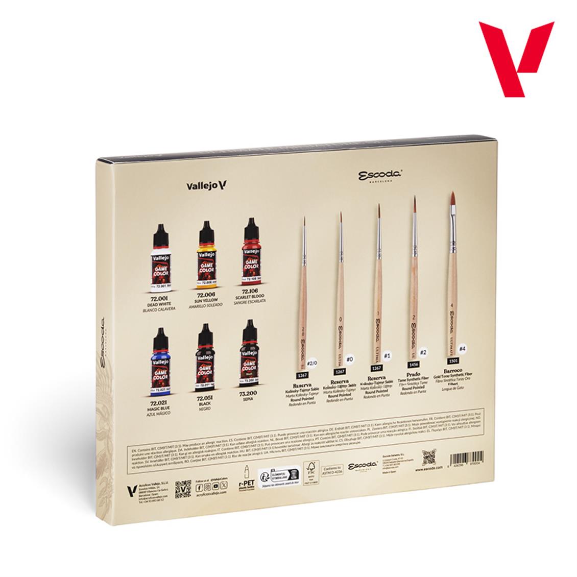 Vallejo 72206 6x18 ml. ve 5xFırça, Ultimate Miniature, Game Color Serisi Model Boyası Seti