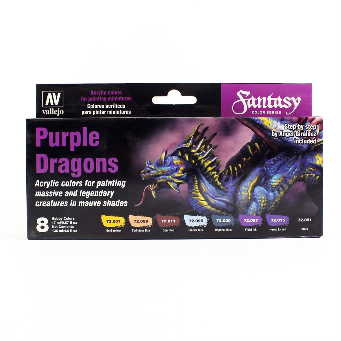 Vallejo 72305 8x17 ml. Purple Dragons by Angel Giraldez, Game Color Serisi Model Boyası Seti