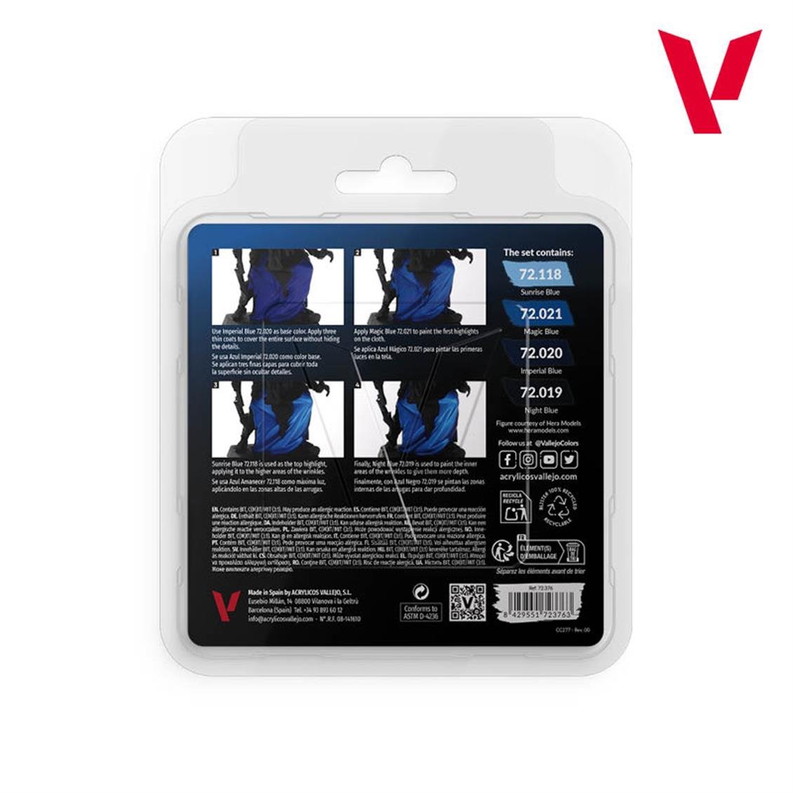 Vallejo 72376 4x18 ml. Blue Color, Game Color Serisi Model Boyası Seti