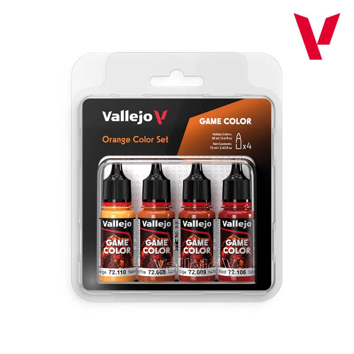 Vallejo 72381 4x18 ml. Orange Color, Game Color Serisi Model Boyası Seti
