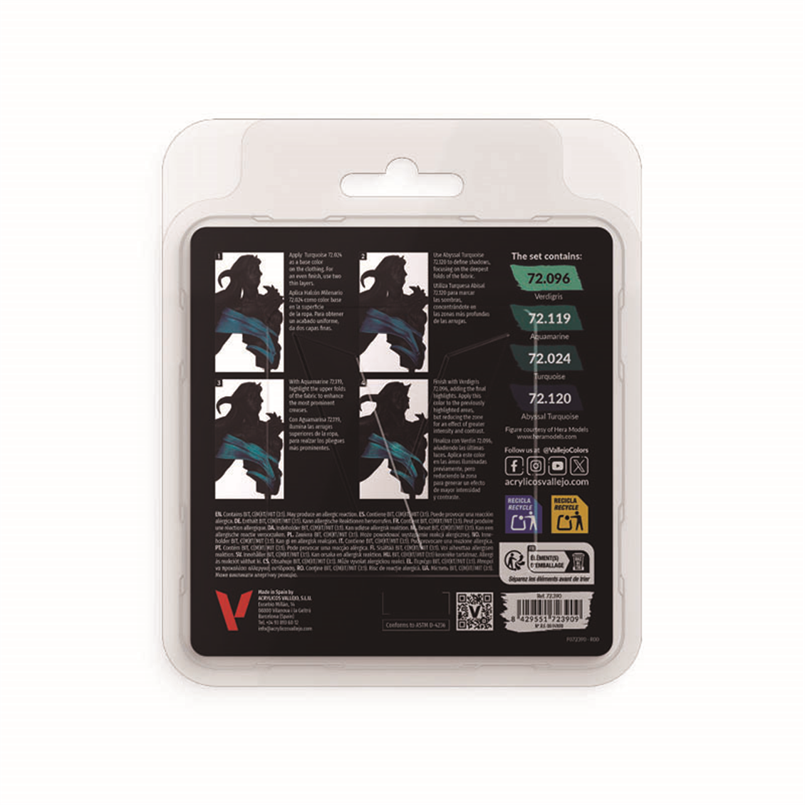 Vallejo 72390 4x18 ml. Turquoise Color, Game Color Serisi Model Boyası Seti