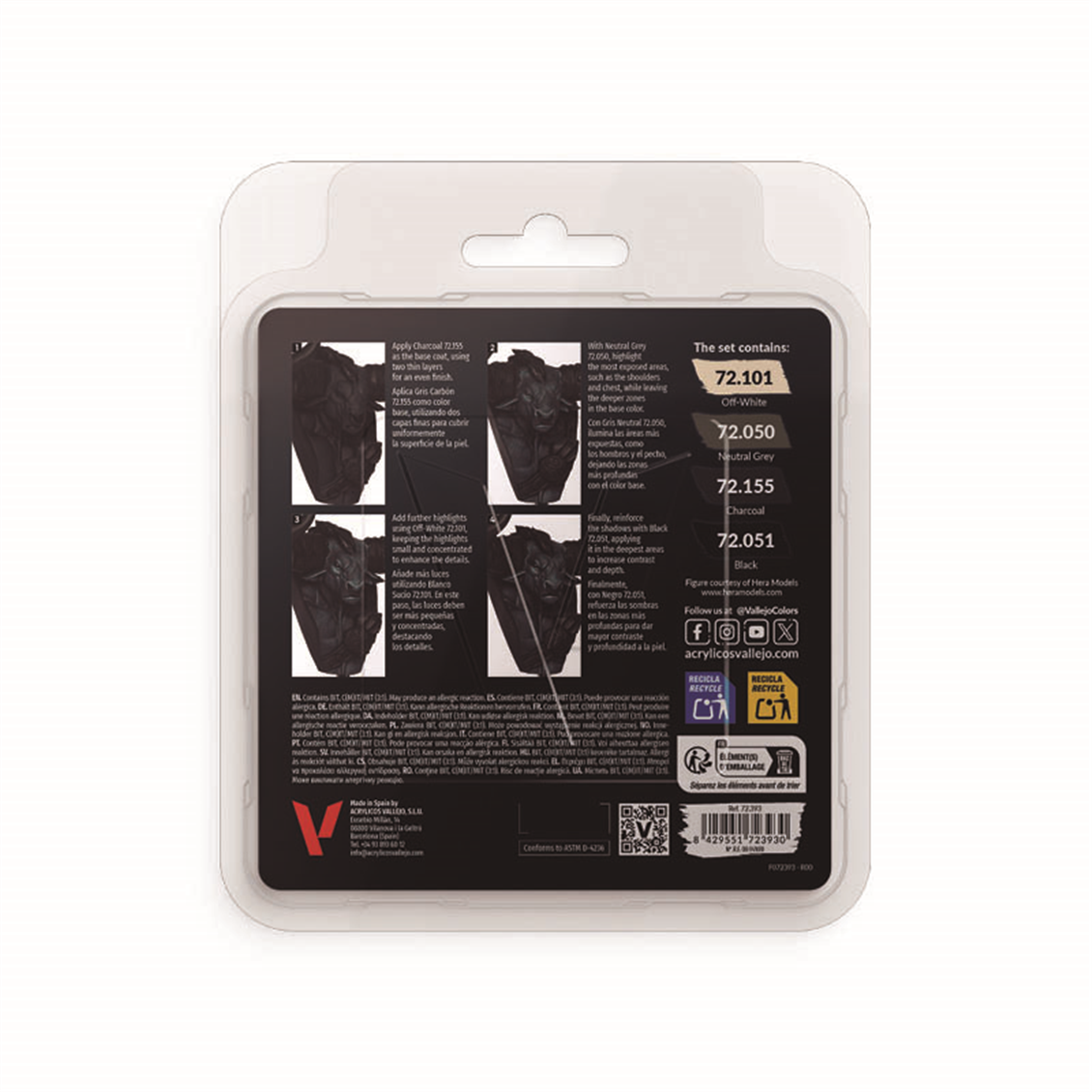 Vallejo 72393 4x18 ml. Black Color, Game Color Serisi Model Boyası Seti