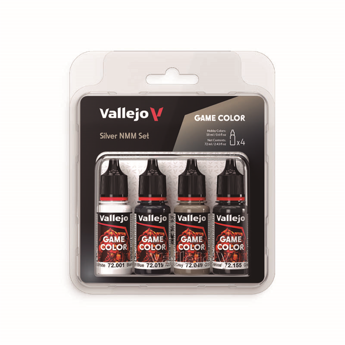 Vallejo 72394 4x18 ml. Silver NMM, Game Color Serisi Model Boyası Seti