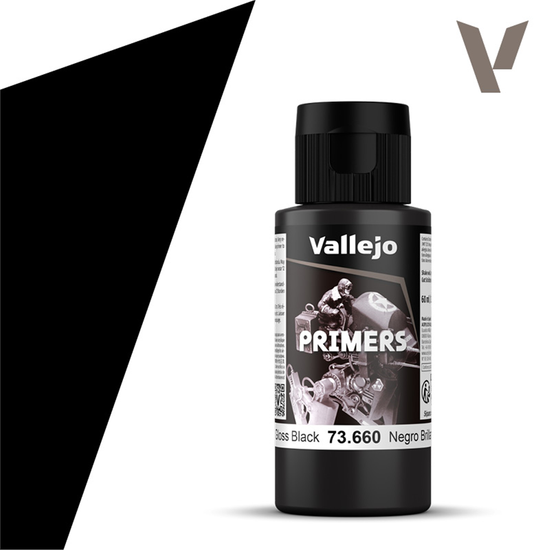 Vallejo 73660 60 ml. Gloss Black Primer, Primer Model Paint