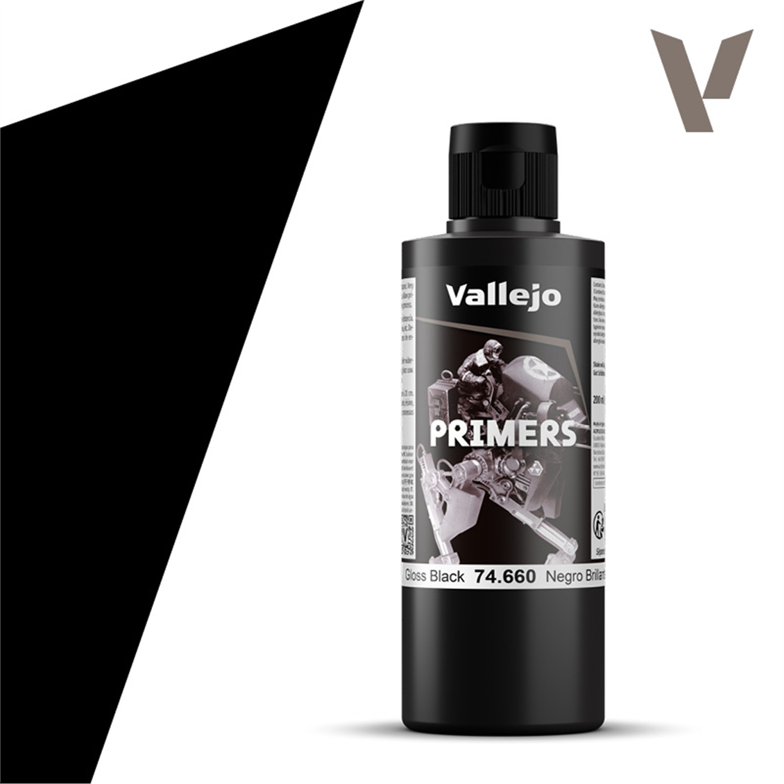 Vallejo 74660 200 ml. Gloss Black Primer, Astar Model Boyası
