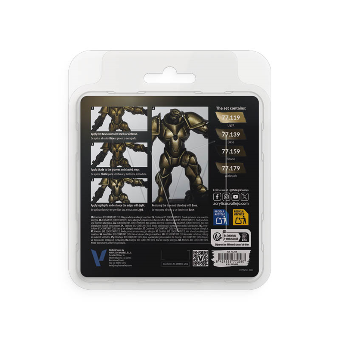 Vallejo 77258 4x18 ml. Aged Metal, True Metallic Metal (TMM) Serisi Model Boyası Seti
