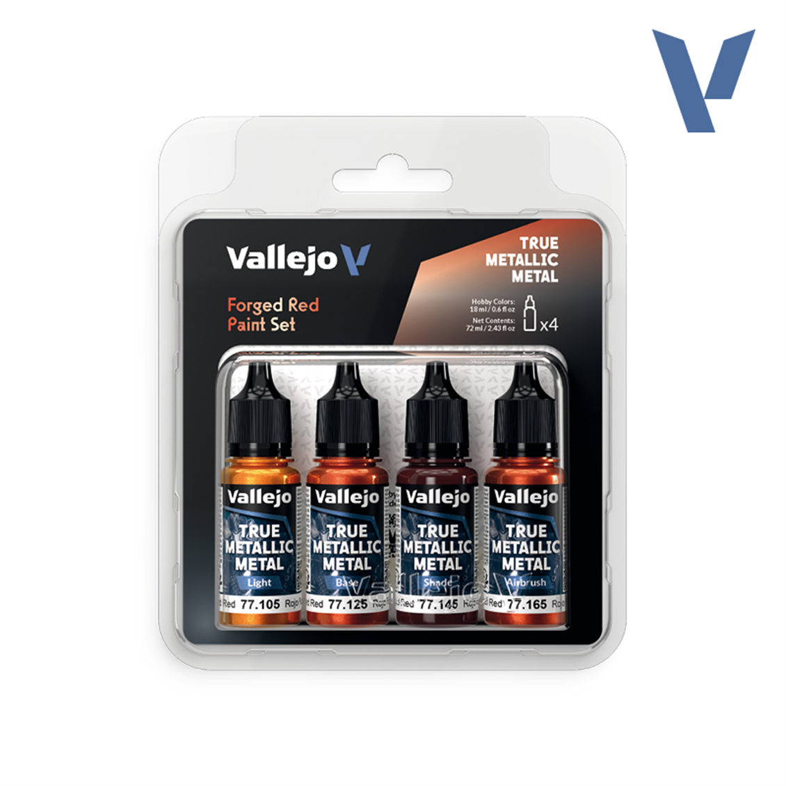 Vallejo 77260 4x18 ml. Forged Red, True Metallic Metal (TMM) Serisi Model Boyası Seti