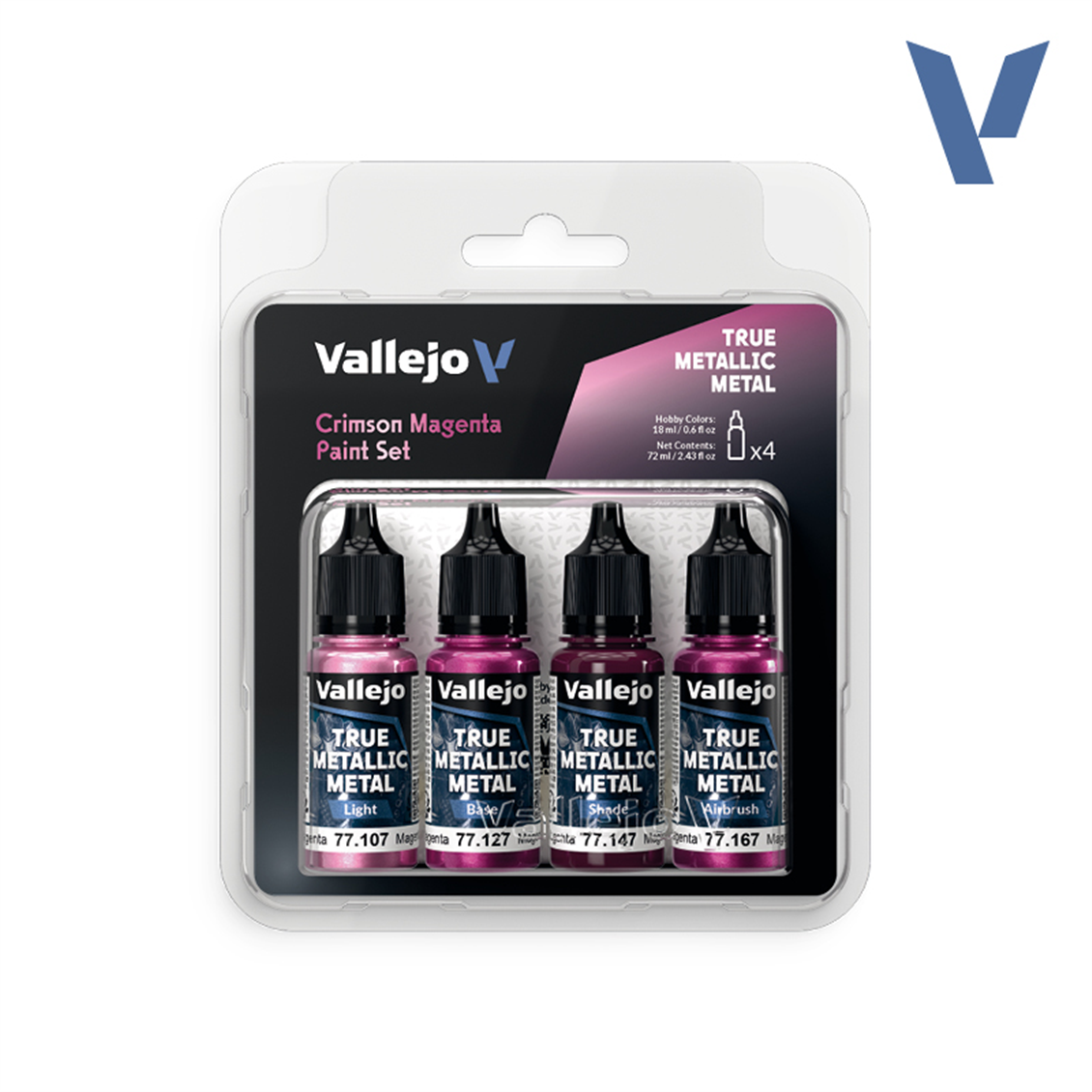 Vallejo 77261 4x18 ml. Crimson Magenta, True Metallic Metal (TMM) Serisi Model Boyası Seti