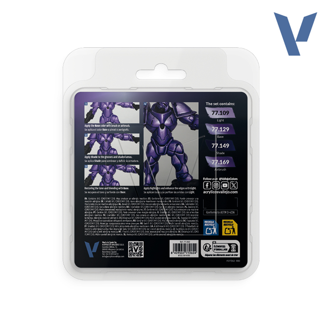 Vallejo 77262 4x18 ml. Celestial Violet, True Metallic Metal (TMM) Serisi Model Boyası Seti