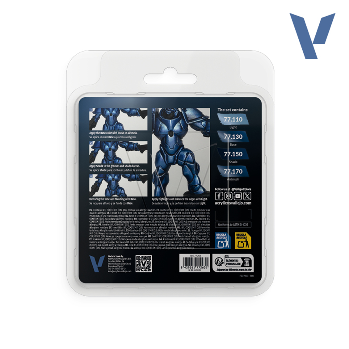 Vallejo 77264 4x18 ml. Hydra Turquoise, True Metallic Metal (TMM) Serisi Model Boyası Seti