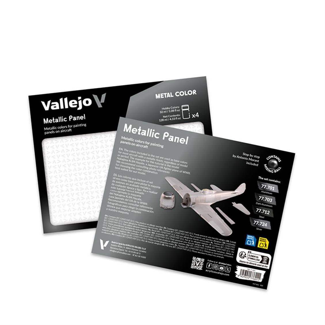 Vallejo 77601 4x32 ml. Metallic Panel, Metal Color Serisi Boya Seti