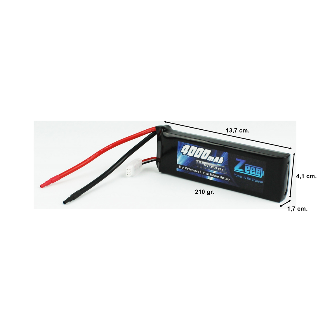 Zeee Power 2S, 7.4 Volt, 4000 mAh, 50C, Fişsiz, Soft Case Li-Po Pil