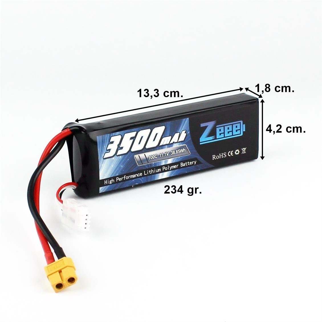 Zeee Power 3S, 11.1 Volt, 3500 mAh, 100C, XT60 Fişli, Li-Po Pil Grubu