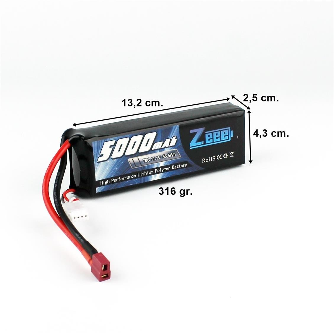 Zeee Power 3S, 11.1 Volt, 5000 mAh, 70C, T-Deans Fişli, Li-Po Pil Grubu
