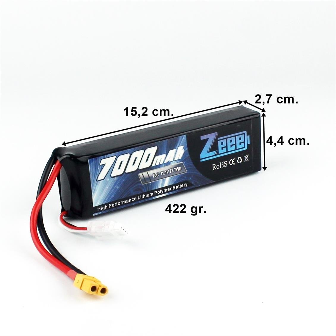 Zeee Power 3S, 11.1 Volt, 7000 mAh, 70C, XT60 Fişli, Li-Po Pil Grubu