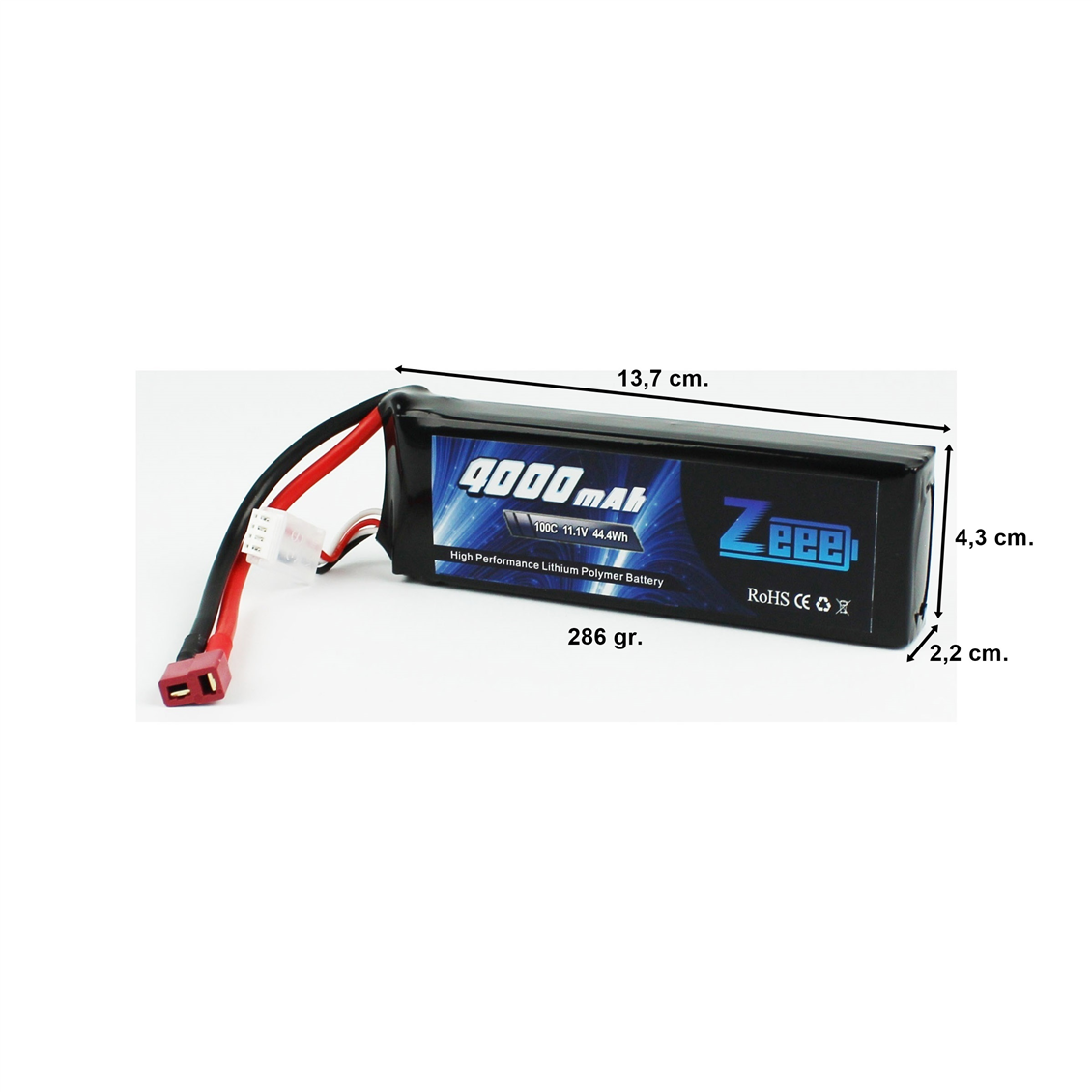 Zeee Power 3S, 11.1 Volt, 4000 mAh, 100C, T-Deans Fişli, Li-Po Pil
