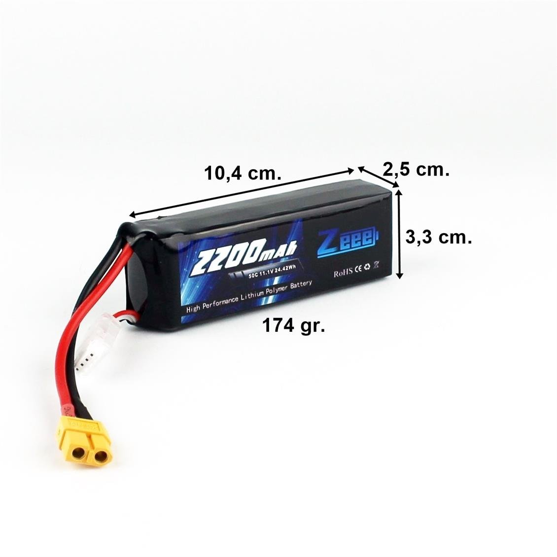 Zeee Power 3S, 11.1 Volt, 2200 mAh, 50C, XT60 Fişli, Li-Po Pil Grubu