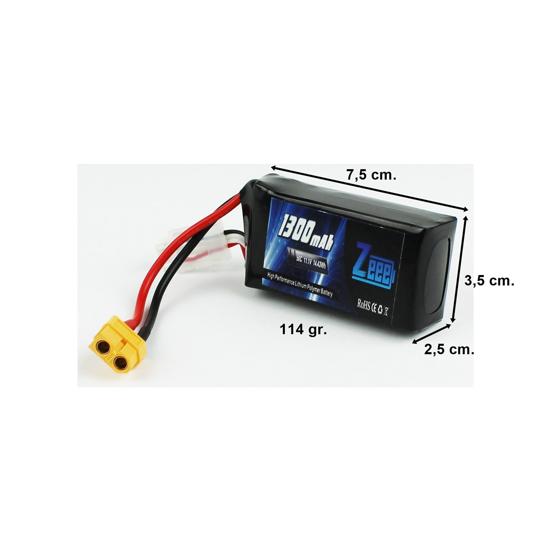 Zeee Power 3S, 11.1 Volt, 1300 mAh, 50C, XT60 Fişli, Li-Po Pil