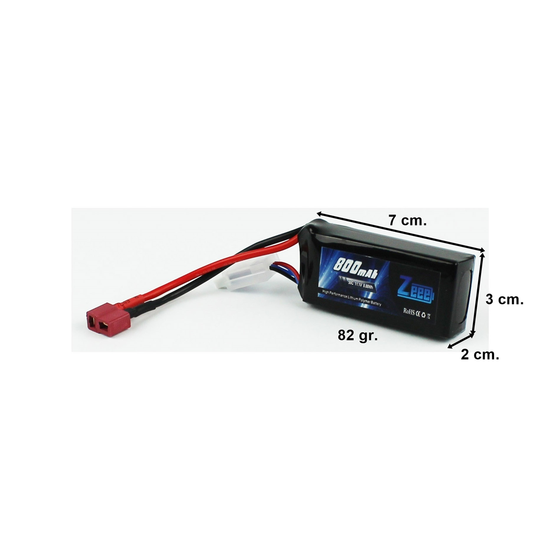 Zeee Power 3S, 11.1 Volt,800 mAh, 50C, T-Deans Fişli, Li-Po Pil