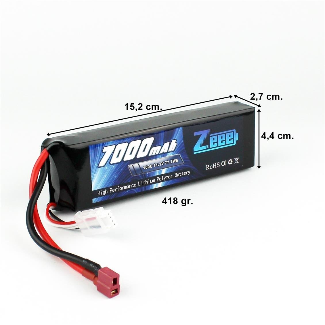 Zeee Power 3S, 11.1 Volt, 7000 mAh, 100C, T-Deans Fişli, Li-Po Pil Grubu