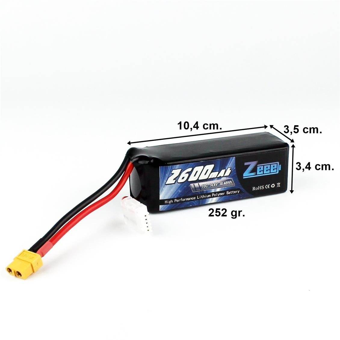 Zeee Power 4S, 14.8 Volt, 2600 mAh, 70C, XT60 Fişli, Li-Po Pil Grubu