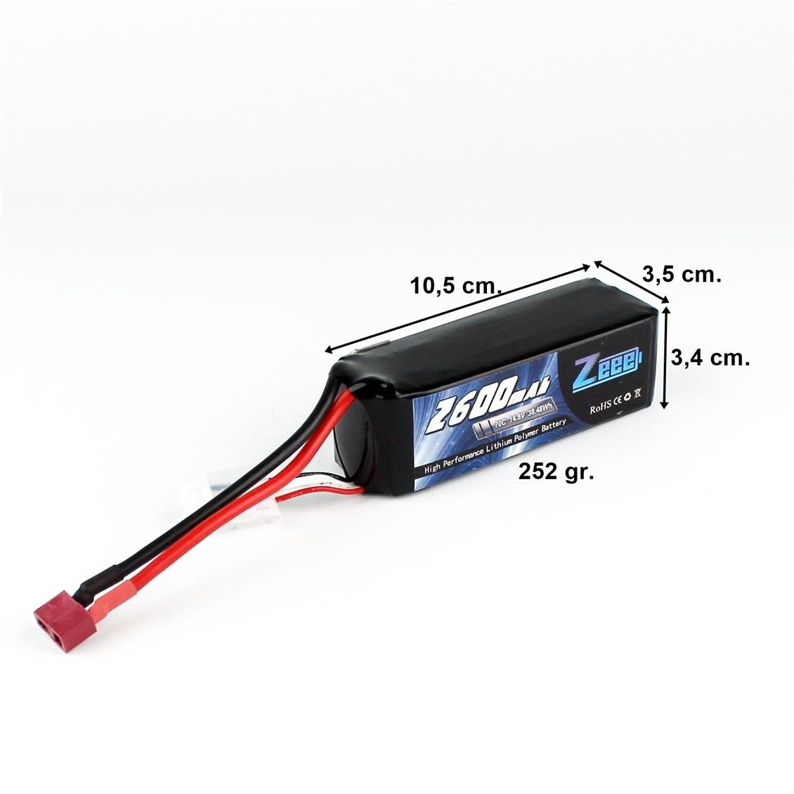 Zeee Power 4S, 14.8 Volt, 2600 mAh, 70C, T-Deans Fişli, Li-Po Pil Grubu