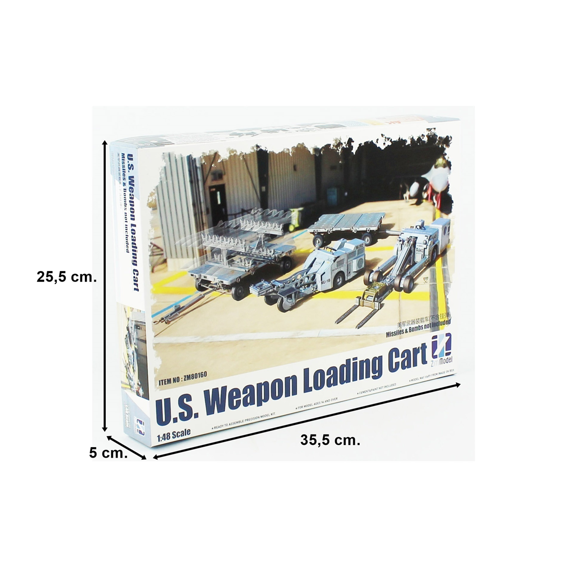 Zimi 80160 1/48 Ölçek, U.S. Weapon Loading Cart, Silah Yükleme Araçları, Plastik model Kiti