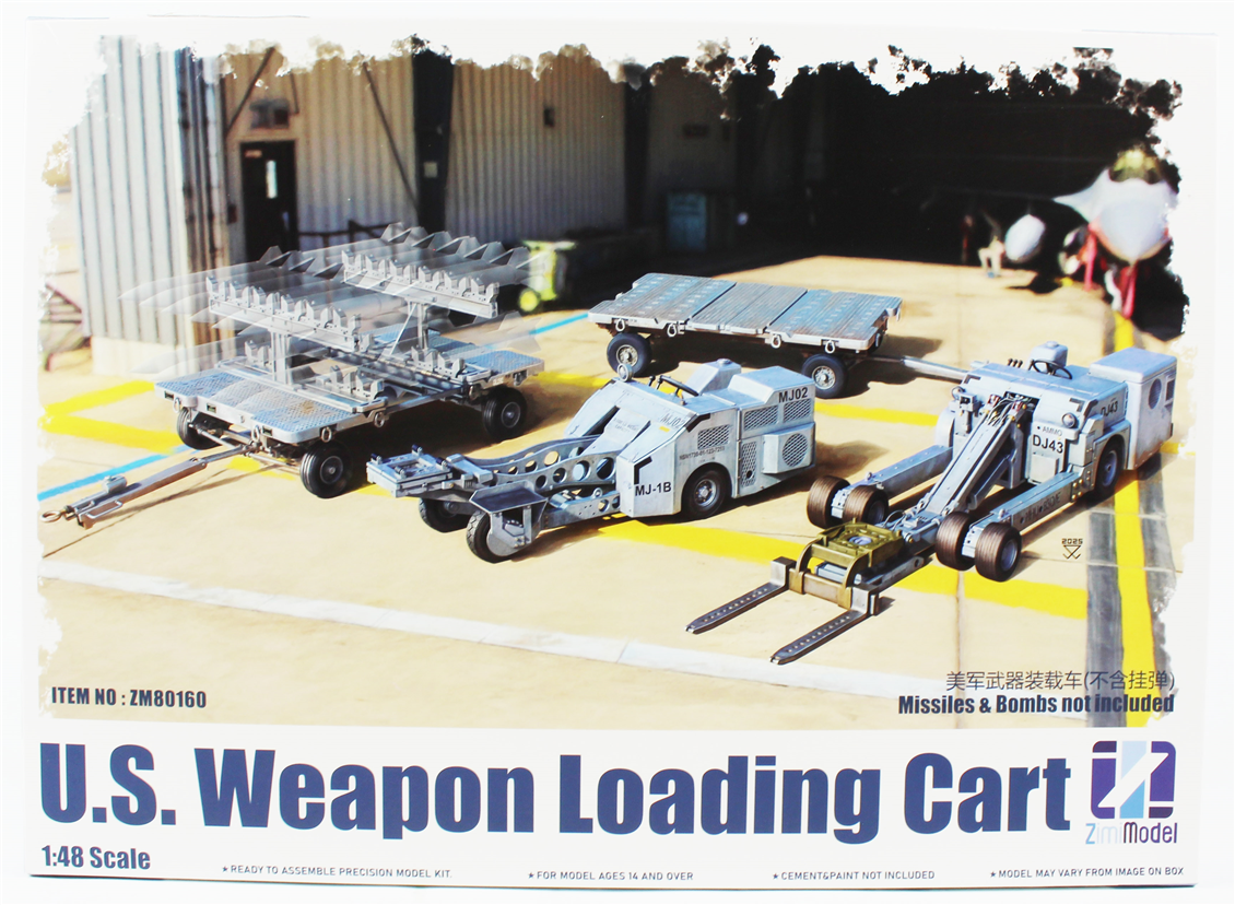 Zimi 80160 1/48 Ölçek, U.S. Weapon Loading Cart, Silah Yükleme Araçları, Plastik model Kiti