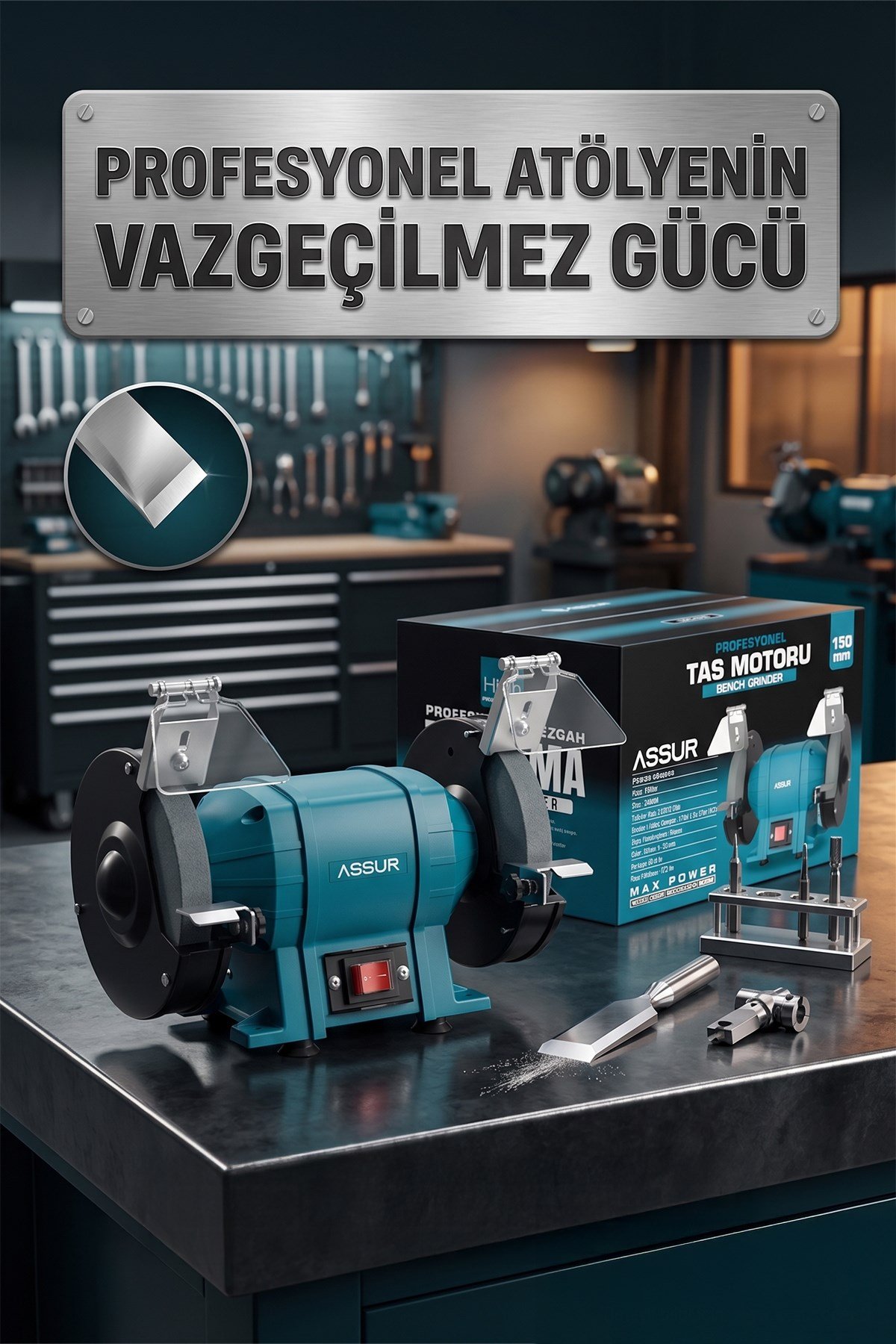 150mm Zımpara Balta Bıçak Bileme Makinesi Taş Motoru Tezgah Üstü Taşlama Makinesi