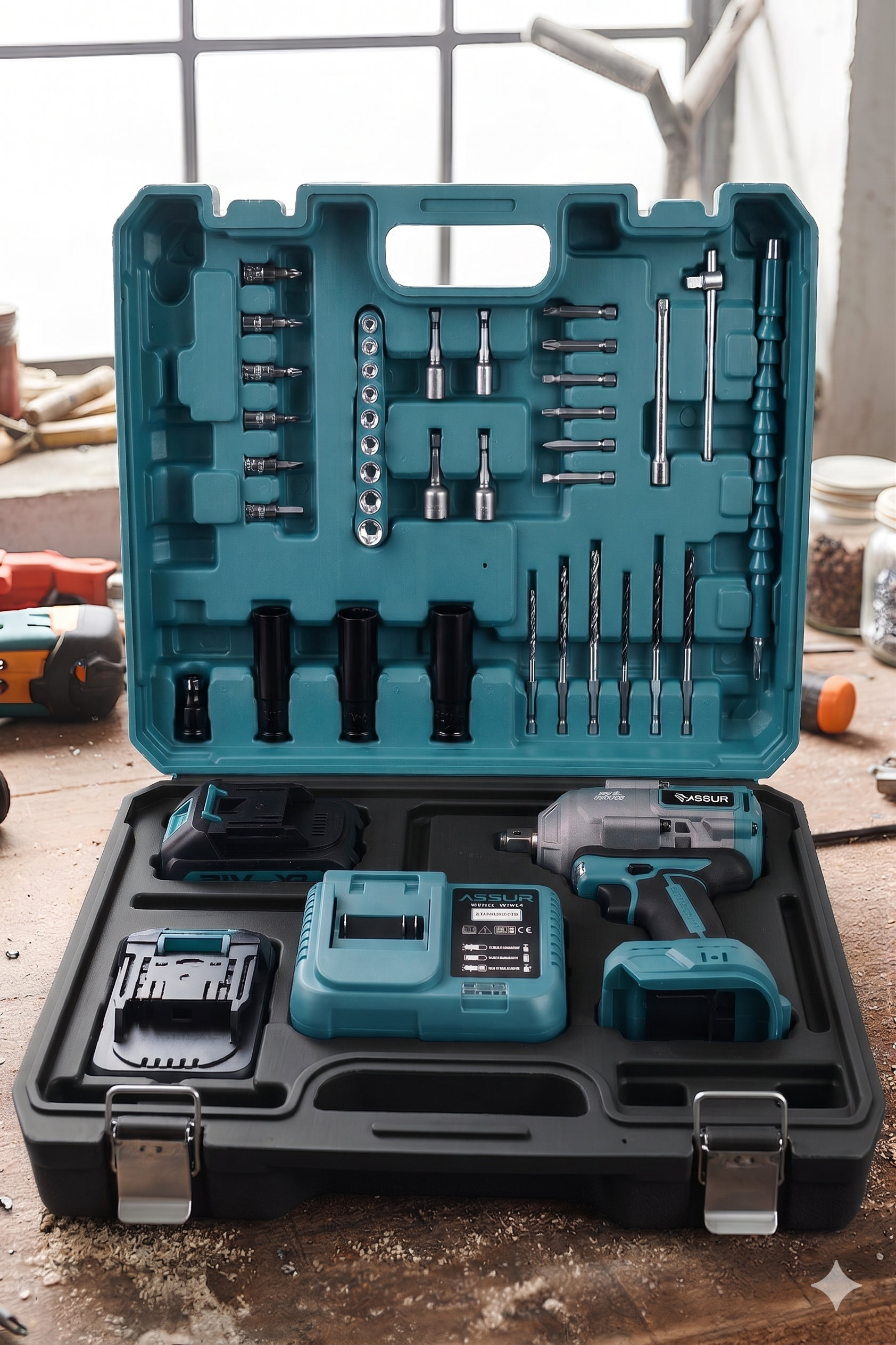 21V 1100 NM Torklu Çift Akülü 10 Pilli 1/2 Mavi Şarjlı Somun Sıkma Sökme Makinesi