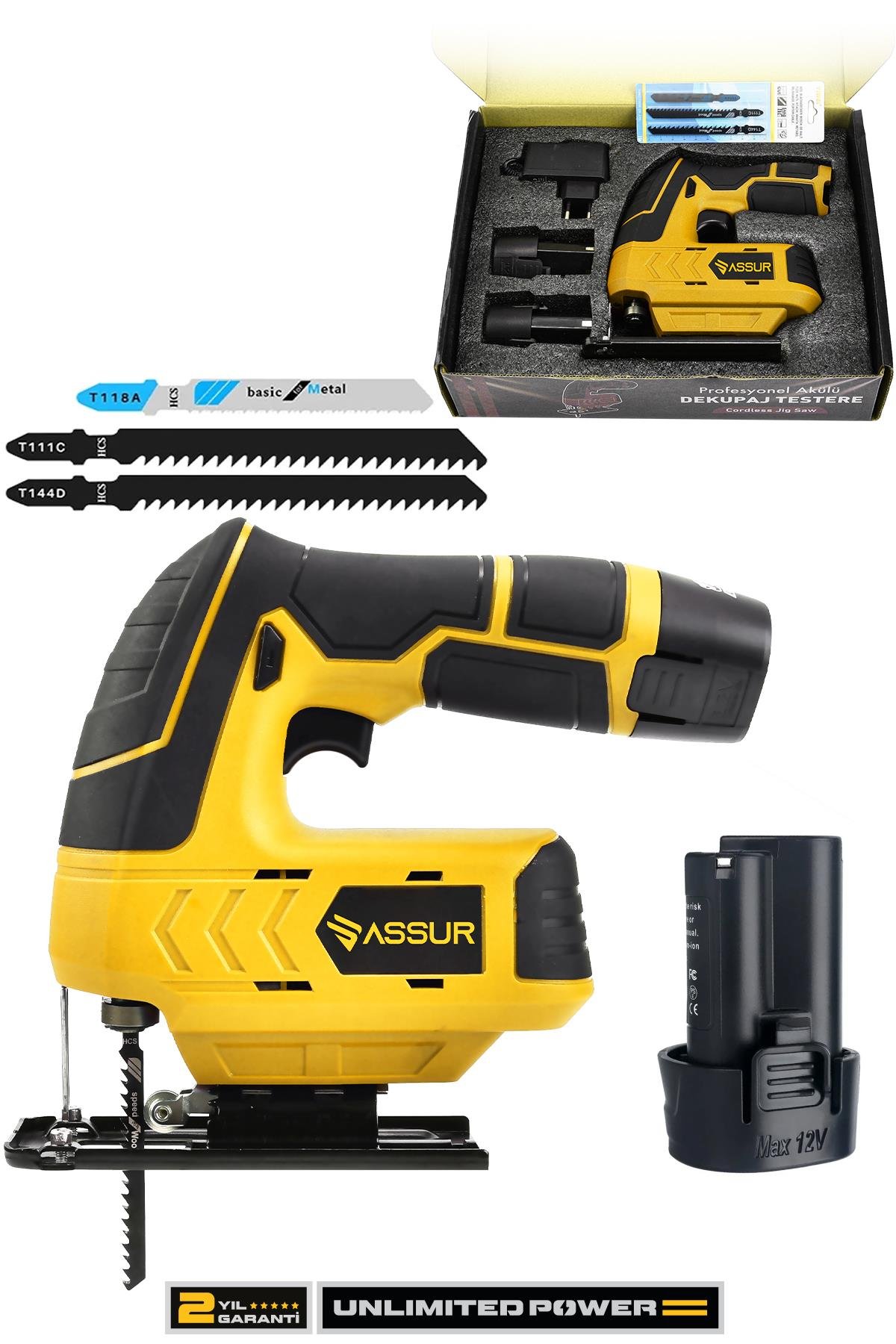 Assur 12 V Çift Akülü Şarjlı Dekupaj Testere Makinesi