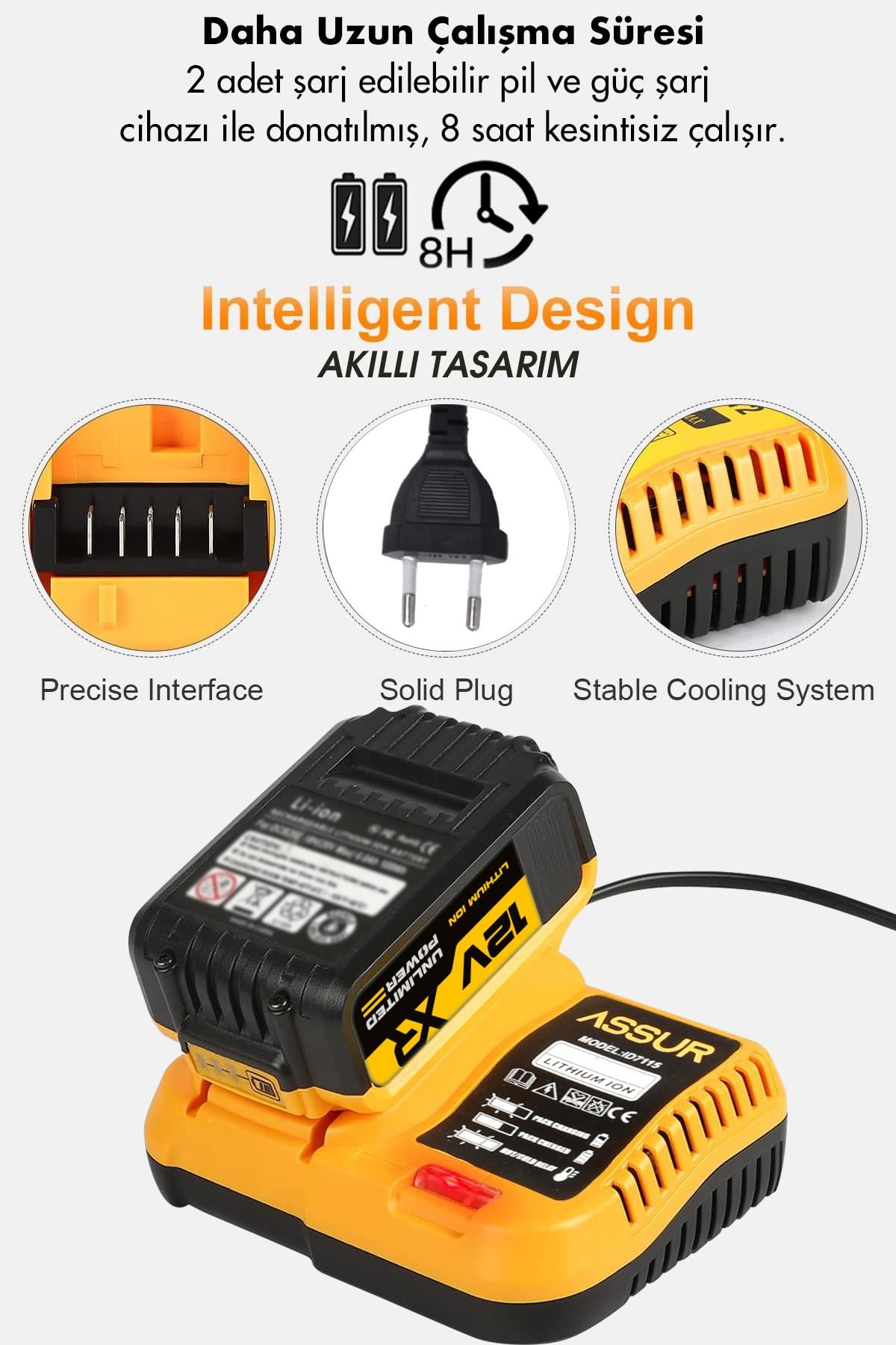 Assur 12V 1.5Ah Metal Şanzuman Çift Akülü 84 Parça Şarjlı Matkap Akülü Vidalama