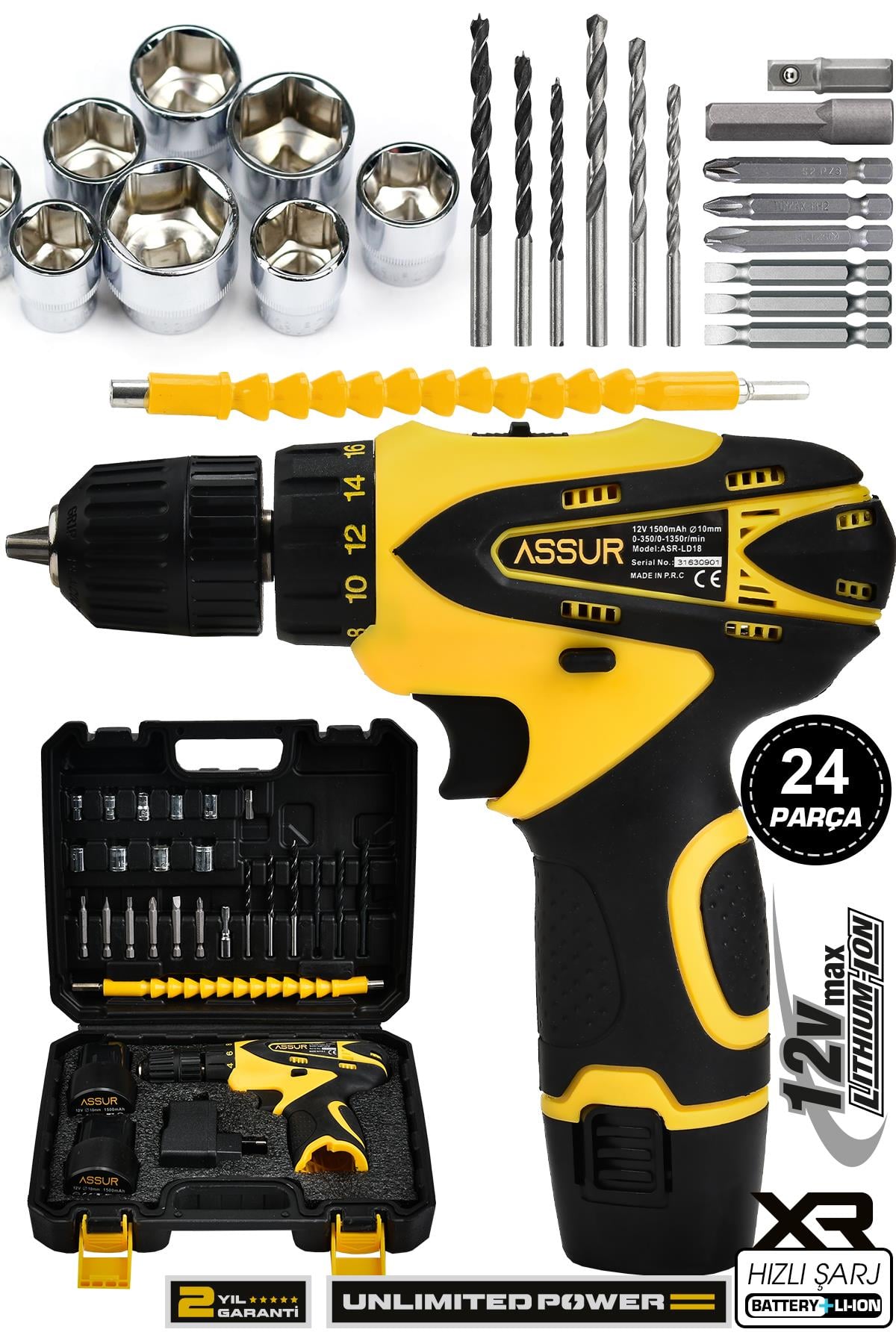 Assur 12V Çift Akü Şarjlı Matkap Akülü Vidalama