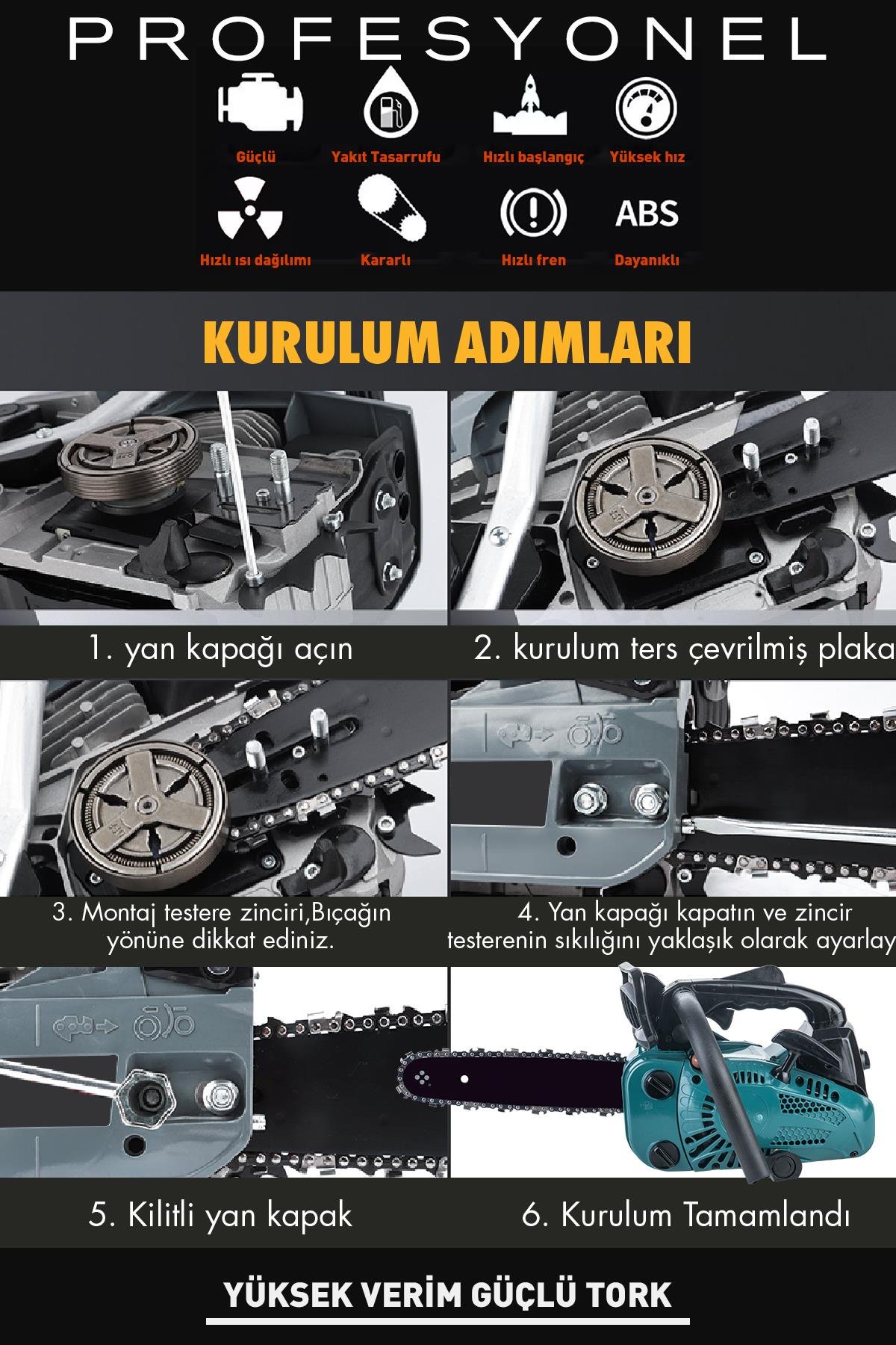 Assur 25cc Mini Benzinli Testere Ağaç Odun Dal Budama Ve Kesme Testeresi Hızar Motoru