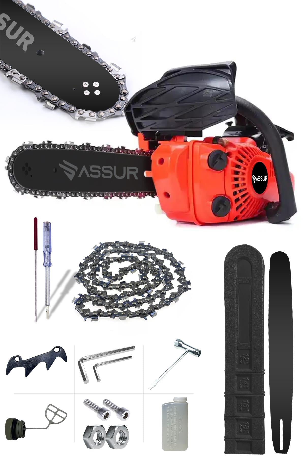 Assur 25cc Mini Benzinli Testere Ağaç Odun Dal Budama Kesme Testeresi Hızar Motoru