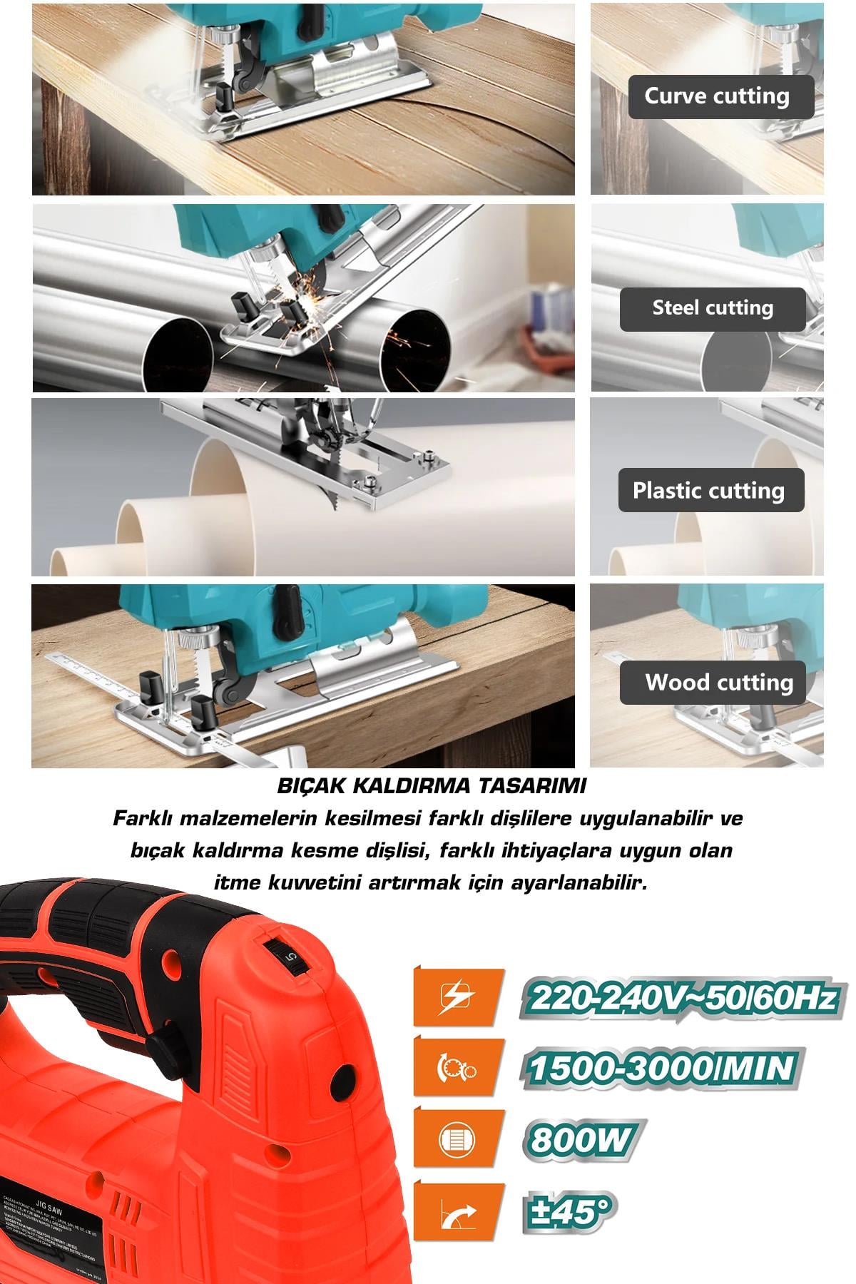 Assur 800 W Devir Ayarlı Dekupaj Testere Makinası