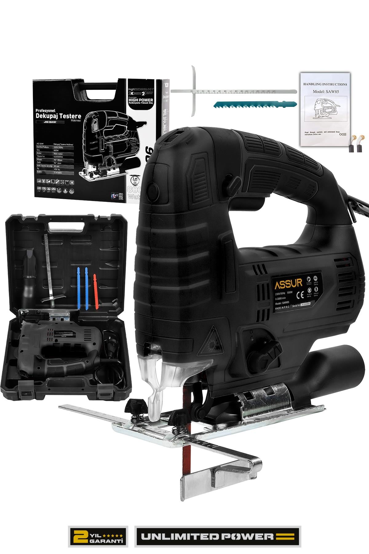 Assur 800 W Devir Ayarlı Dekupaj Testere Makinası
